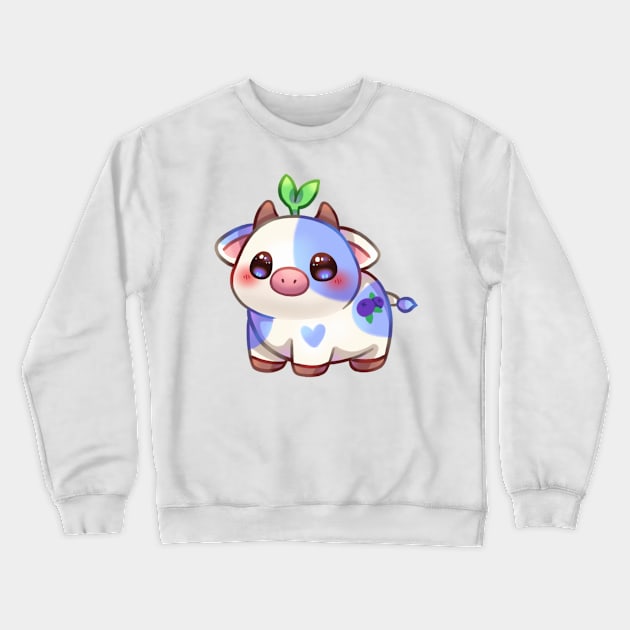 Blueberry Cow Crewneck Sweatshirt by Riacchie Illustrations
